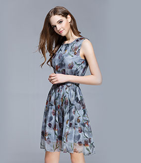 Clothing - Crepe silk crinkle Floral printed dress