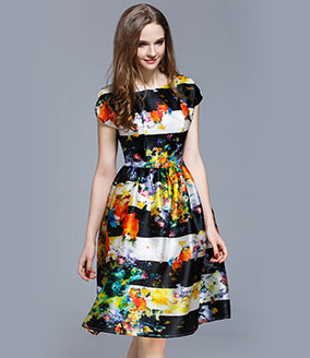 Clothing - Floral printed silk organza midi dress