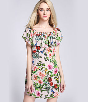 Clothing - Silk crepe de chine roses printed dress