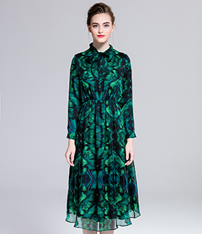 Dress - Printed silk chiffon long dress