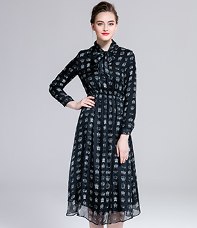 Dress - Printed silk chiffon long dress