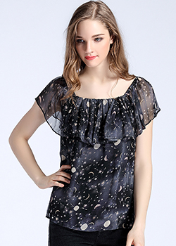 Tops - Space printed silk chiffon top