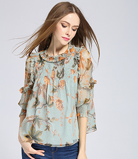 Tops - Printed silk chiffon top