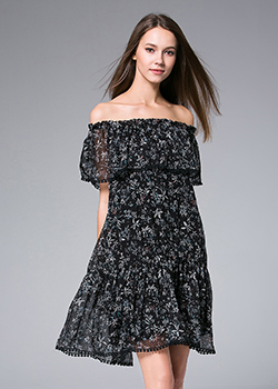 Dress - Off-the-shoulder Silk Chiffon Dress