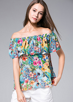 Tops - Flowers Printed silk crepe top