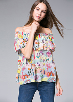 Tops - Flowers Printed silk crepe top