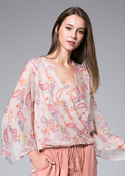 Tops - Flowers Printed silk Chiffon top