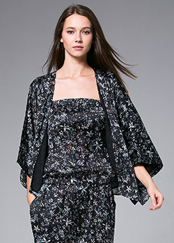 Coats - Black florals Printed Kimono