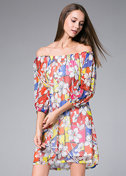 Dress - Flowers Printed silk georgette mini  dress