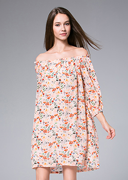 Dress - Flowers Printed silk crepe mini  dress