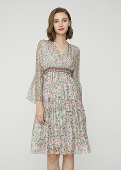 2024 Spring Summer - Floral print silk-chiffon dress