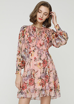 2024 Spring Summer - Floral print silk-chiffon dress