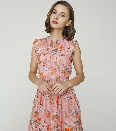 Floral print silk-chiffon dress - 2024 Spring Summer