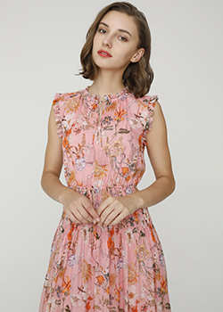 2024 Spring Summer - Floral print silk-chiffon dress