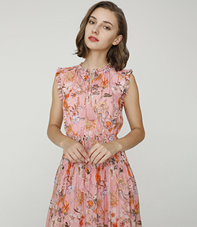 2024 Spring Summer - Floral print silk-chiffon dress