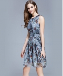 Crepe silk crinkle Floral printed dress