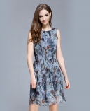 Crepe silk crinkle Floral printed dress