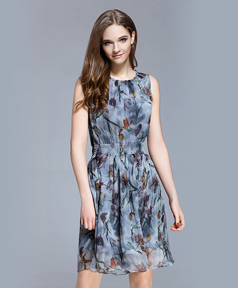 Clothing - Crepe silk crinkle Floral printed dress