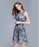 Crepe silk crinkle Floral printed dress