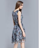 Crepe silk crinkle Floral printed dress