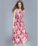 Crepe silk crinkle Floral printed maxi dress