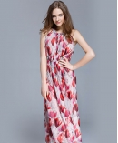 Crepe silk crinkle Floral printed maxi dress