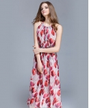 Crepe silk crinkle Floral printed maxi dress