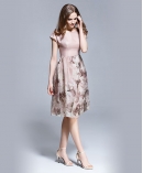 Floral placement print silk organza midi dress