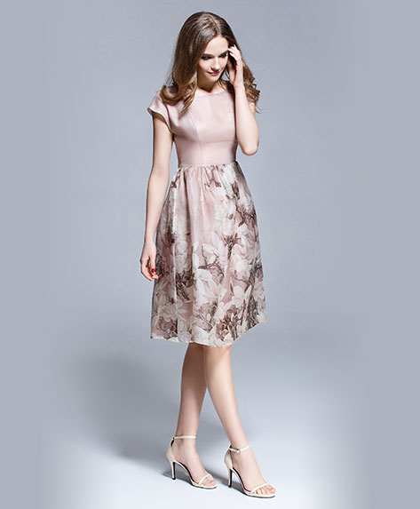 Clothing - Floral placement print silk organza midi dress