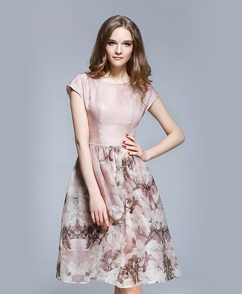 Clothing - Floral placement print silk organza midi dress