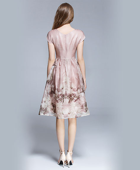 Clothing - Floral placement print silk organza midi dress