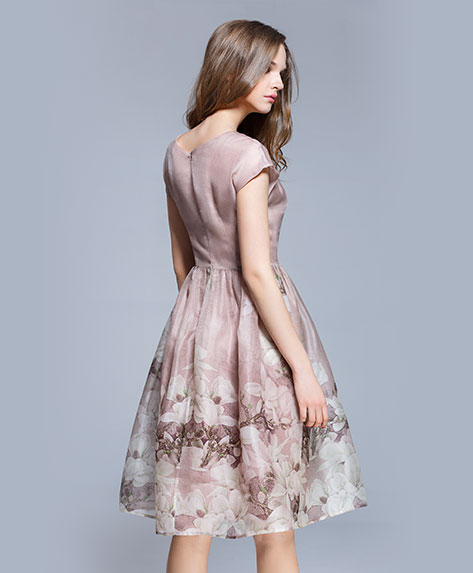 Clothing - Floral placement print silk organza midi dress