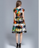 Floral printed silk organza midi dress