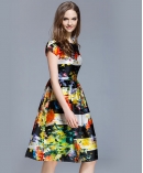 Floral printed silk organza midi dress