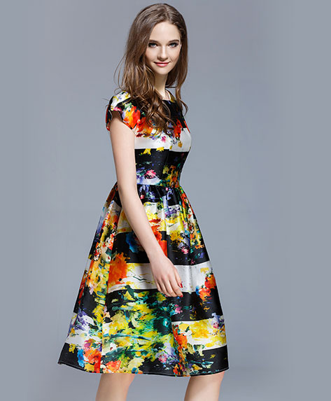 Clothing - Floral printed silk organza midi dress