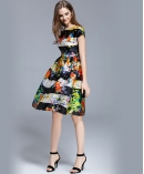 Floral printed silk organza midi dress