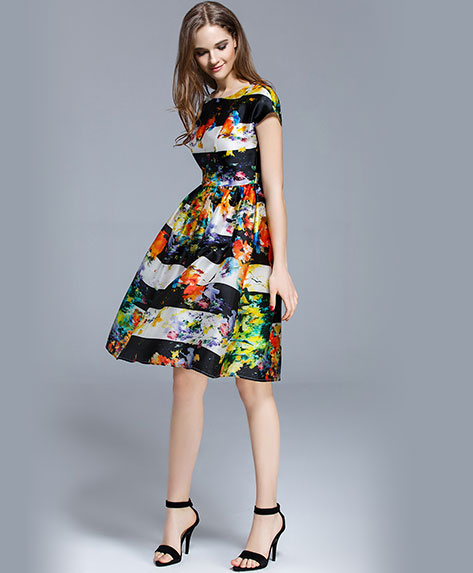 Clothing - Floral printed silk organza midi dress