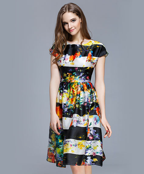 Clothing - Floral printed silk organza midi dress