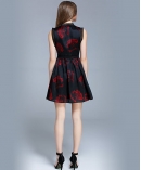 Rose printed organza cocktail dress