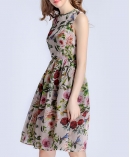 Rose printed organza dress