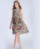 Rose printed organza dress