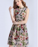 Rose printed organza dress