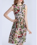 Rose printed organza dress