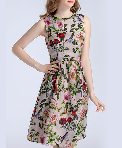 Clothing - Rose printed organza dress