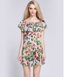 Silk crepe de chine roses printed dress