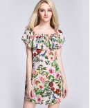 Silk crepe de chine roses printed dress