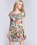 Silk crepe de chine roses printed dress