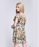 Silk crepe de chine roses printed dress