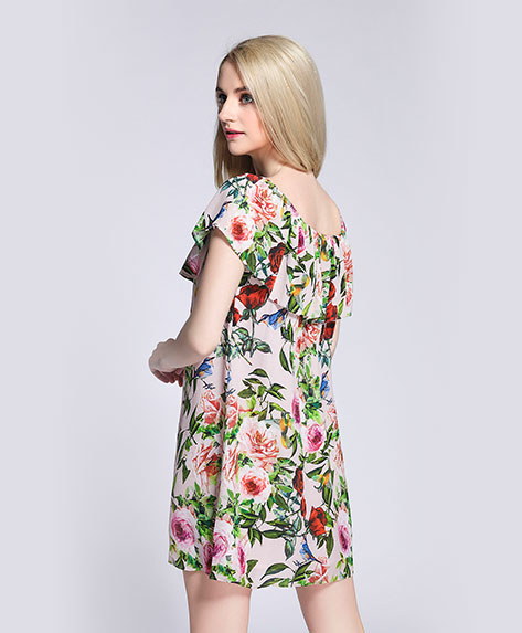 Clothing - Silk crepe de chine roses printed dress