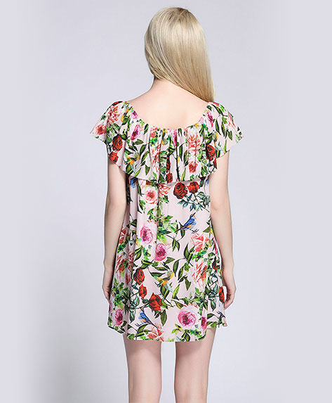 Clothing - Silk crepe de chine roses printed dress